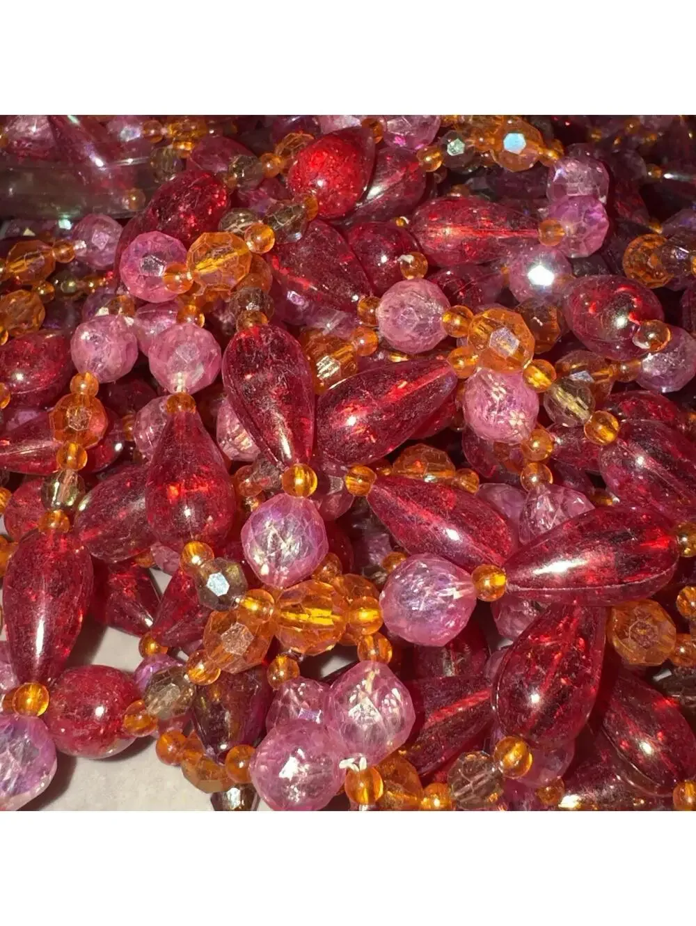4x 20 Feet Of Lord & Taylor Beaded‎ Garland Strand Pink Orange Boho Chic 7' Tree